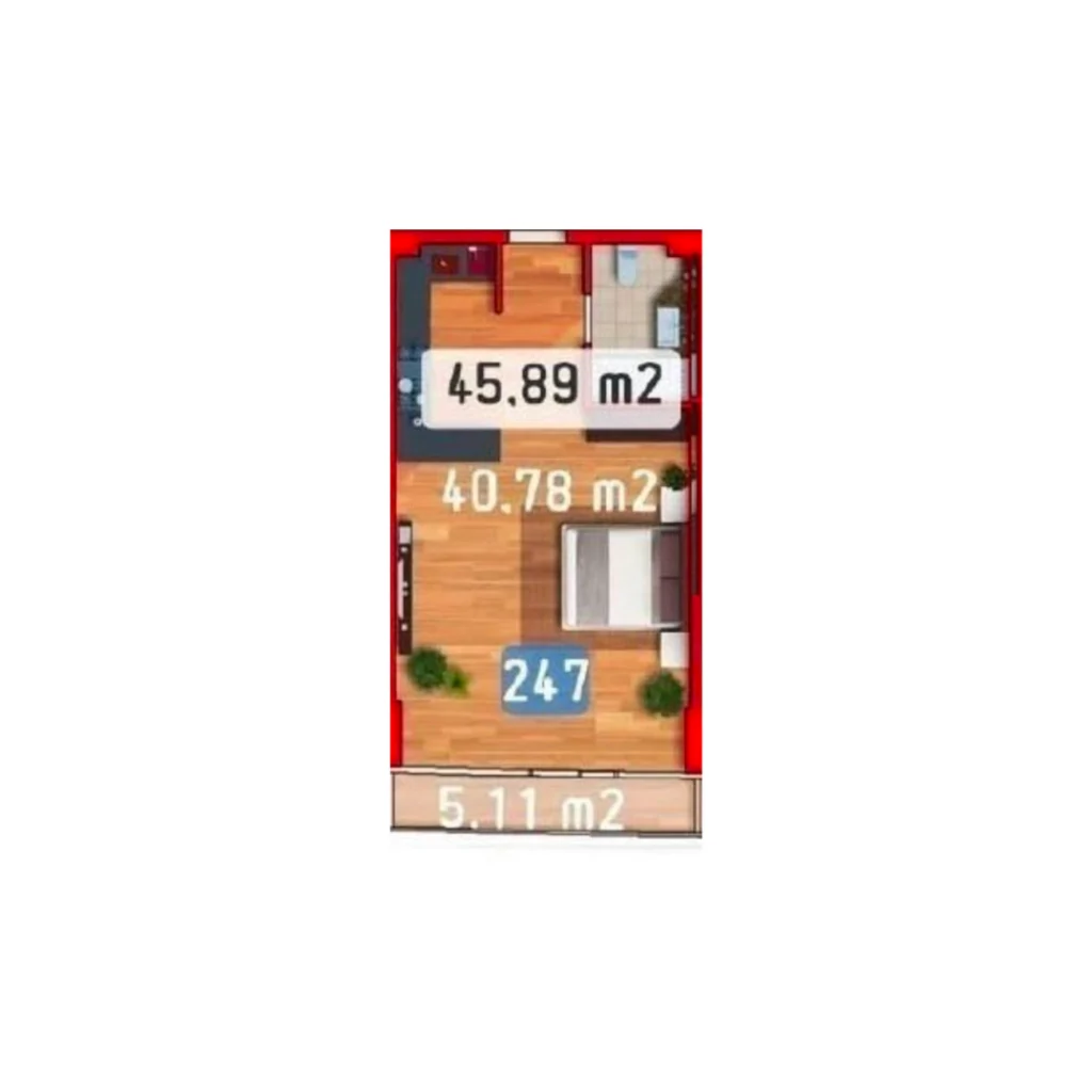 Cosy 1-bedroom (45,89 m²) flat in