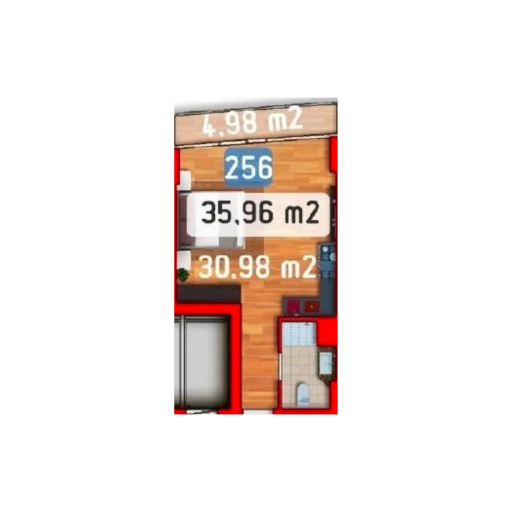 Compact flat by the sea (35,96 m²) with balcony in
