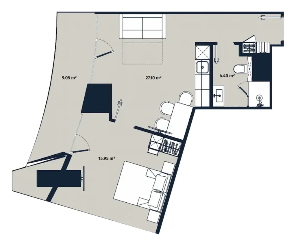 Elegant 1 bedroom flat 56.50 m² in