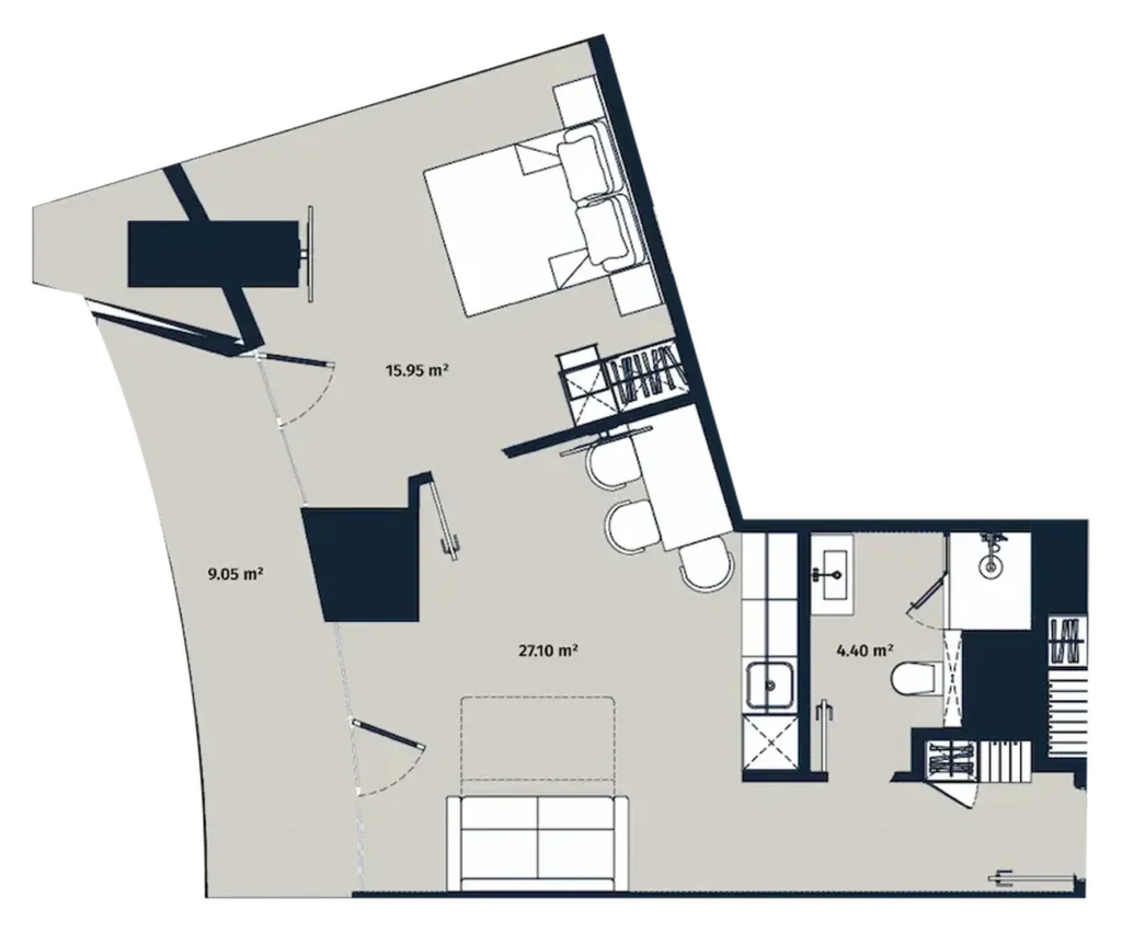 Balanced one-bedroom 56.50 sq.m. in