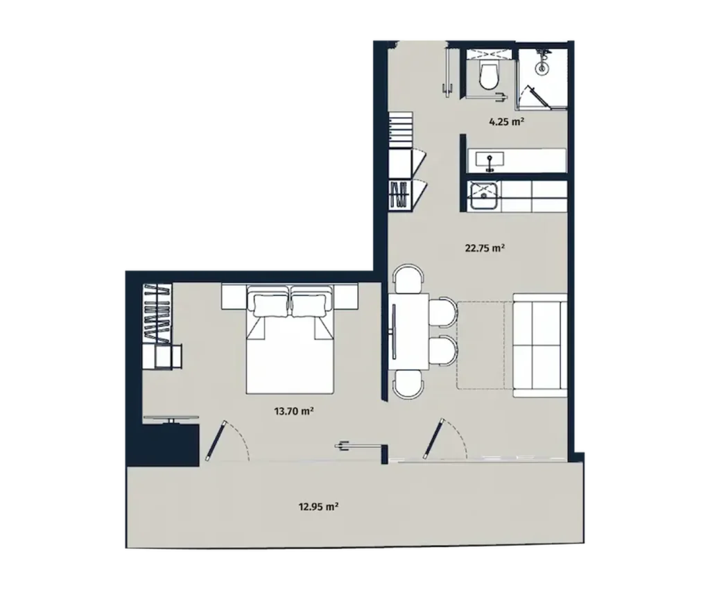 Prestigious 1 bedroom flat of 53.65 sq.m. in