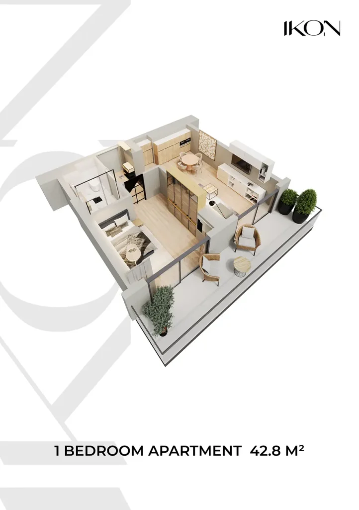 Kompakte Studio-Wohnung von 42,80 qm in