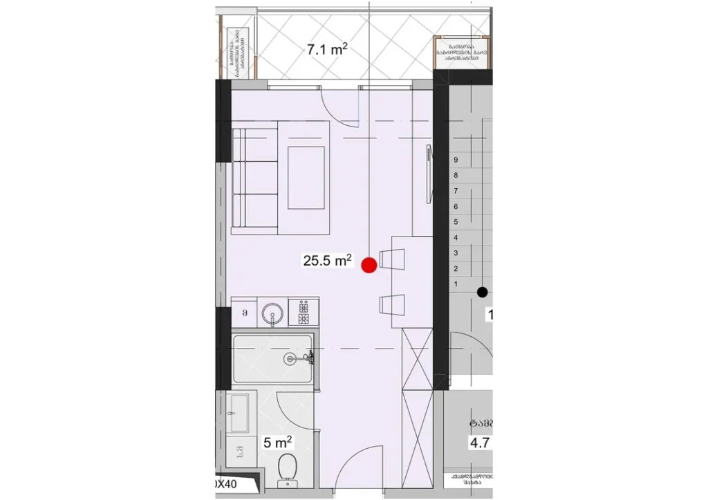 Studio compact de 37,60 m² en