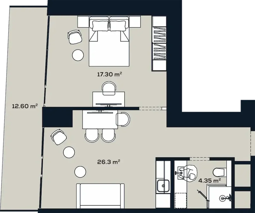 Isolated one-bedroom in the centre 60.55 sq.m. in