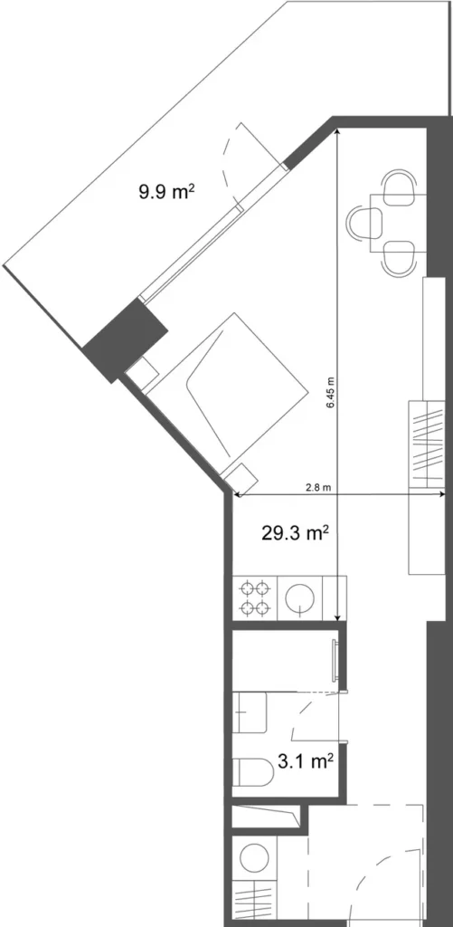 Studio confortable de 39.20 m² à