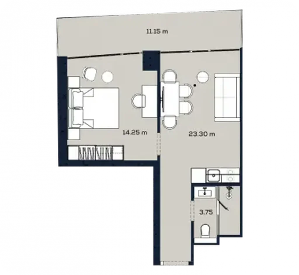 Praktický byt s 1 ložnicí 52,45 m² v