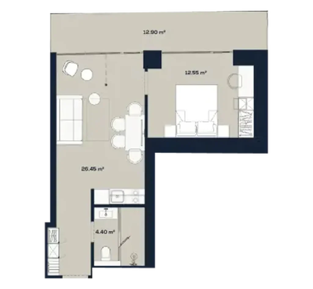 Merkezde geniş daire 56.30 m² içinde