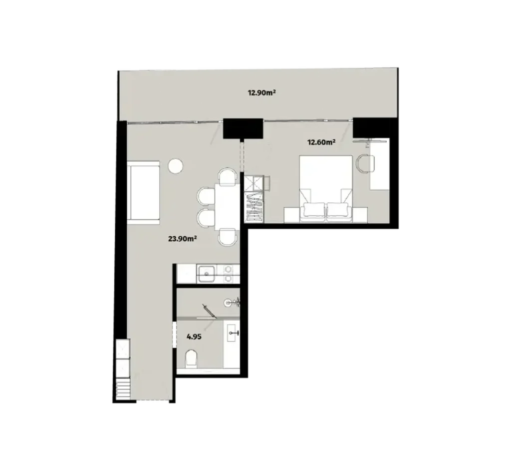 Panoramic one-bedroom in the centre 57.70 m² in