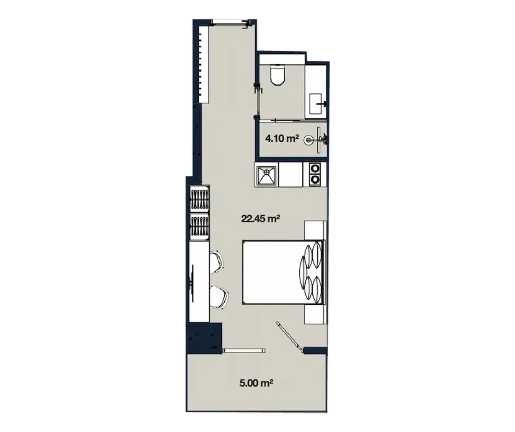 Смарт-студия с панорамным балконом 31.55 м² в