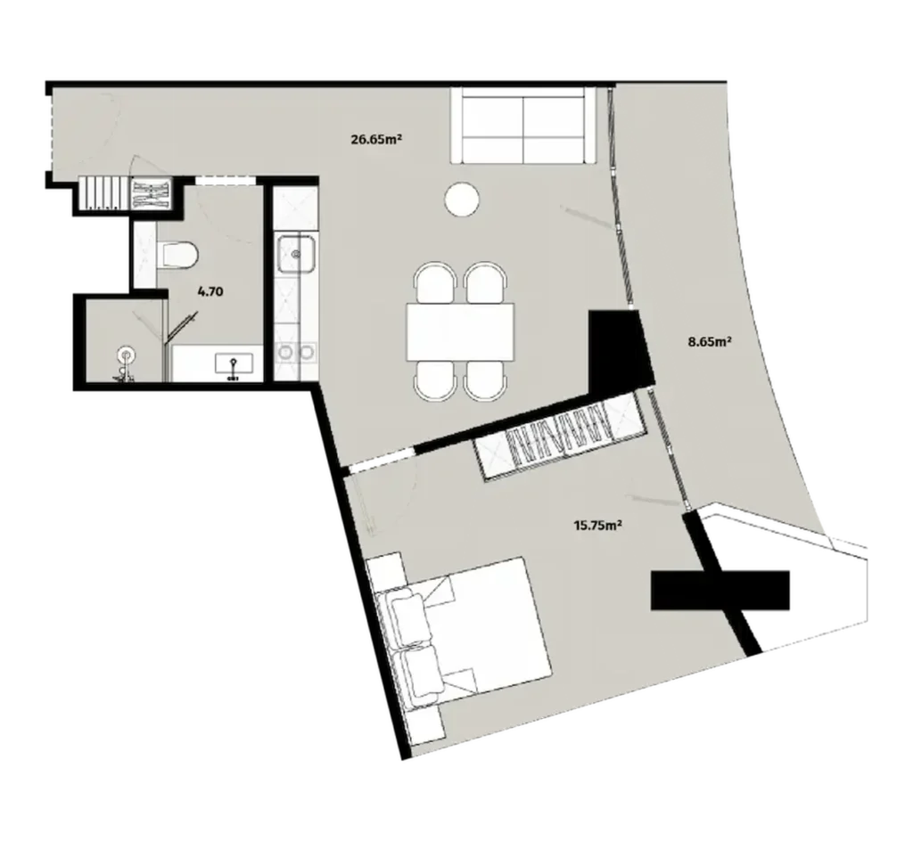 Spacious studio in the centre of 76.40 sq.m. in