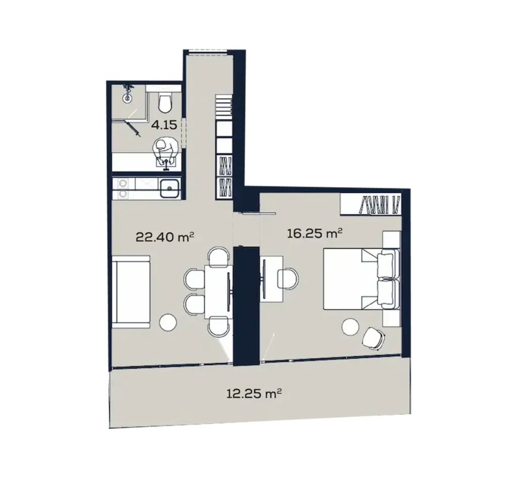 Balanced two-bedroom in the centre of 55.05 sq.m. in
