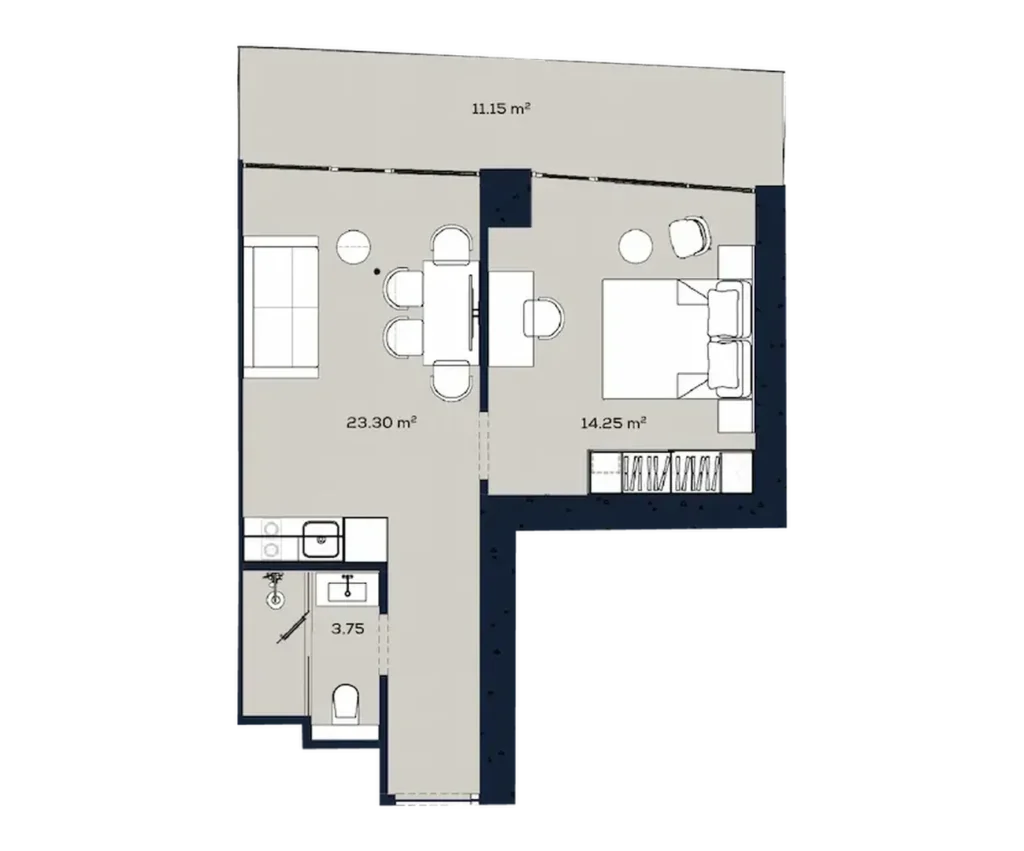 Kompaktní a praktický byt s 1 ložnicí 52,45 m2 v