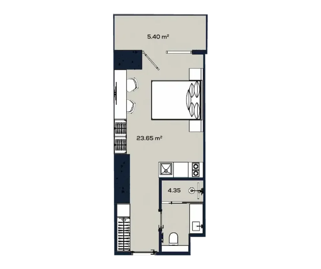 Студия с идеальной планировкой 33.40 м² в