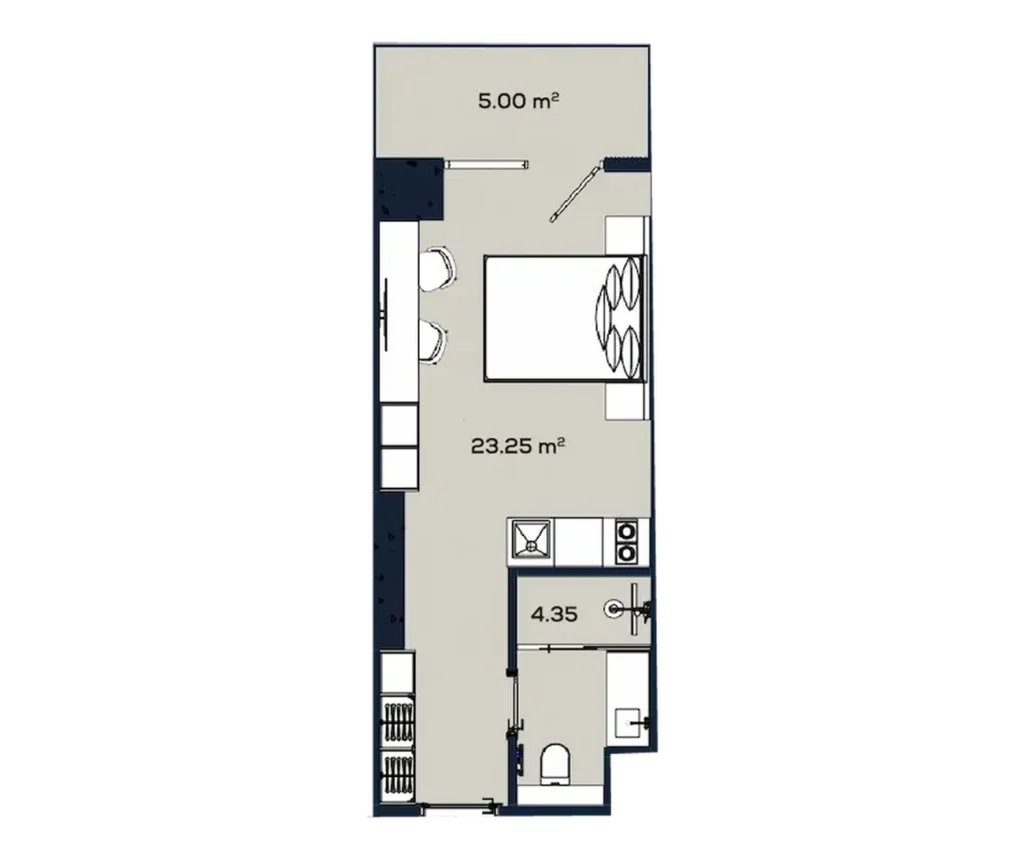 Просторная студия с панорамным видом 32.60 м² в