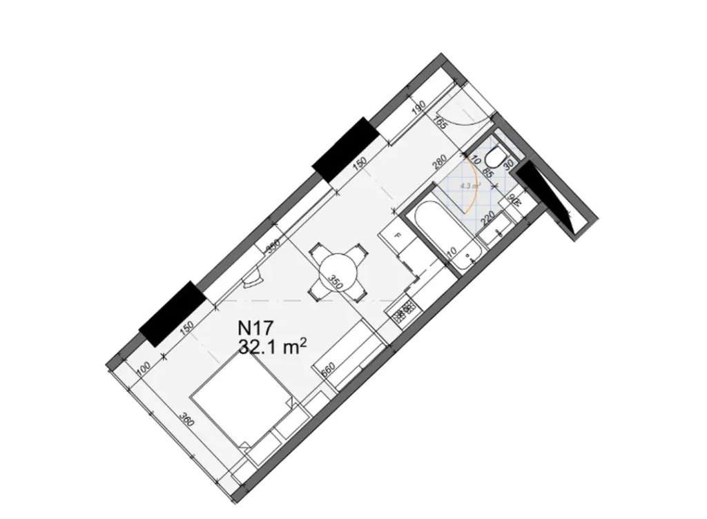 Studio panorama 32.10 m² à