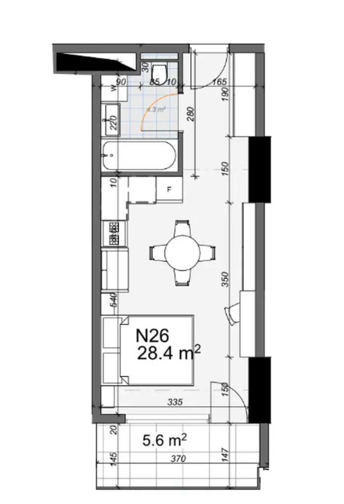 Studio panoramique 32.10 m² à