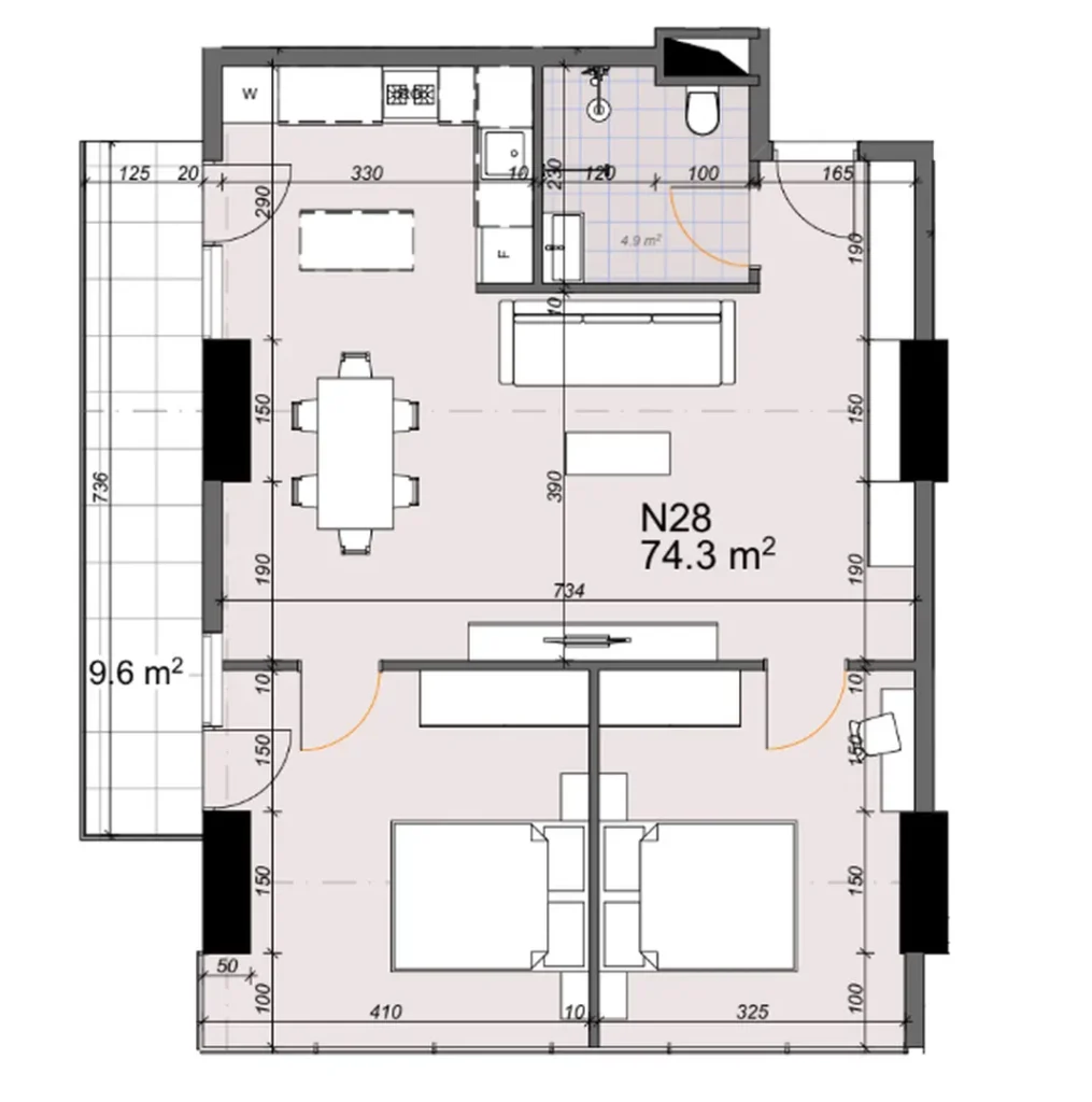 Appartement de 2 chambres à coucher 81,40 m² à