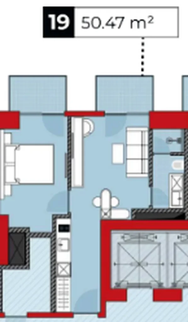 Confortable appartement de deux chambres à coucher avec vue sur la mer 50,47 m² en