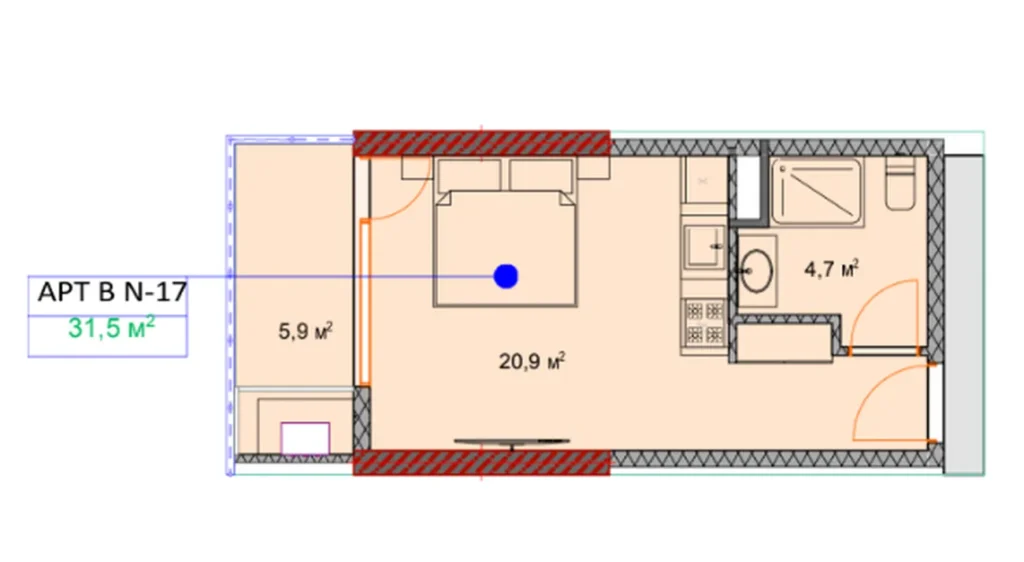 Studio en bord de mer 31.50 m² à