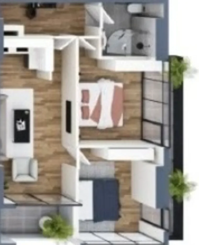 Spacieux deux chambres à coucher 65.40 sq.m. en