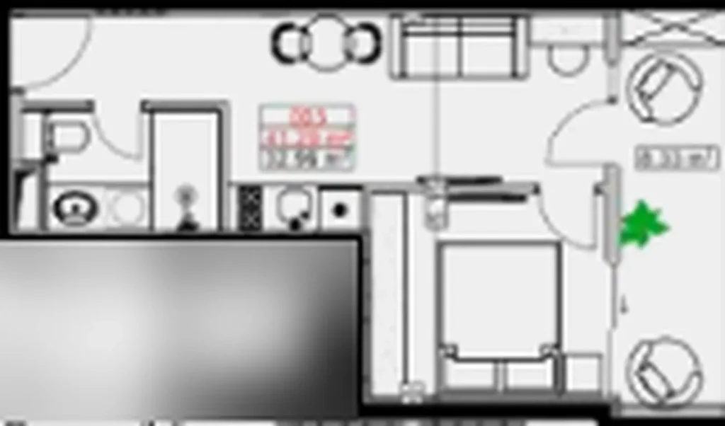 Vue d'une chambre à coucher 41.29 sq.m. en