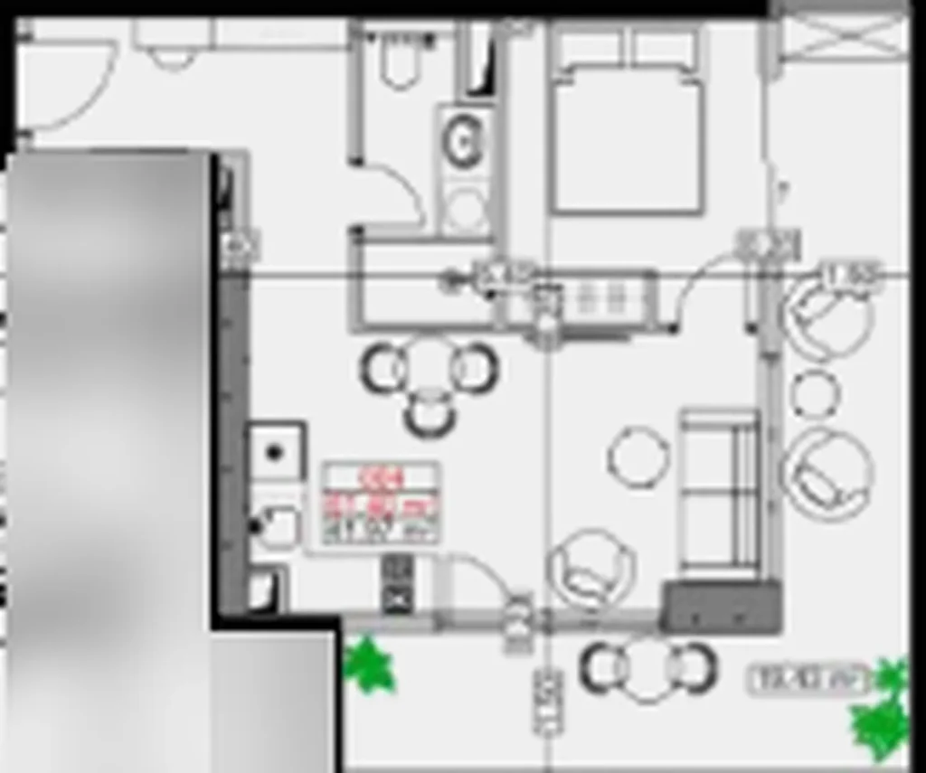 Appartement spacieux avec balcon d'angle 61.40 m² à