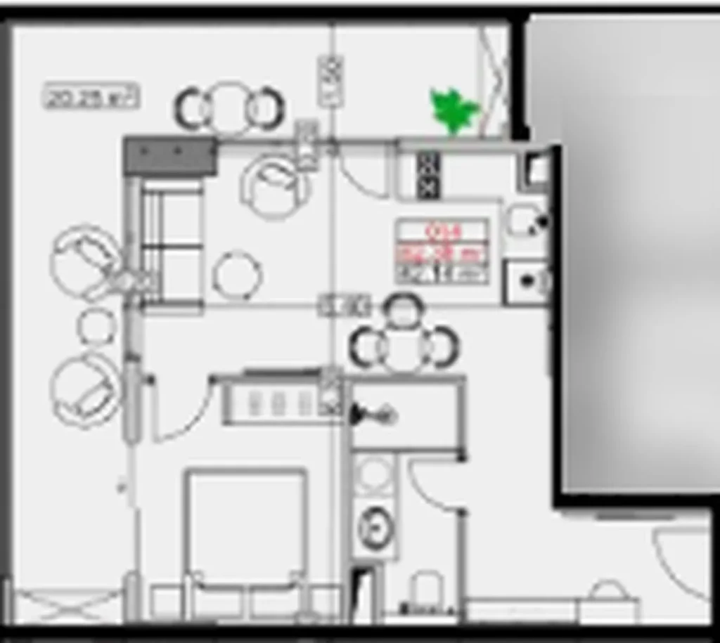 Spacieux studio de 62.38 m² à