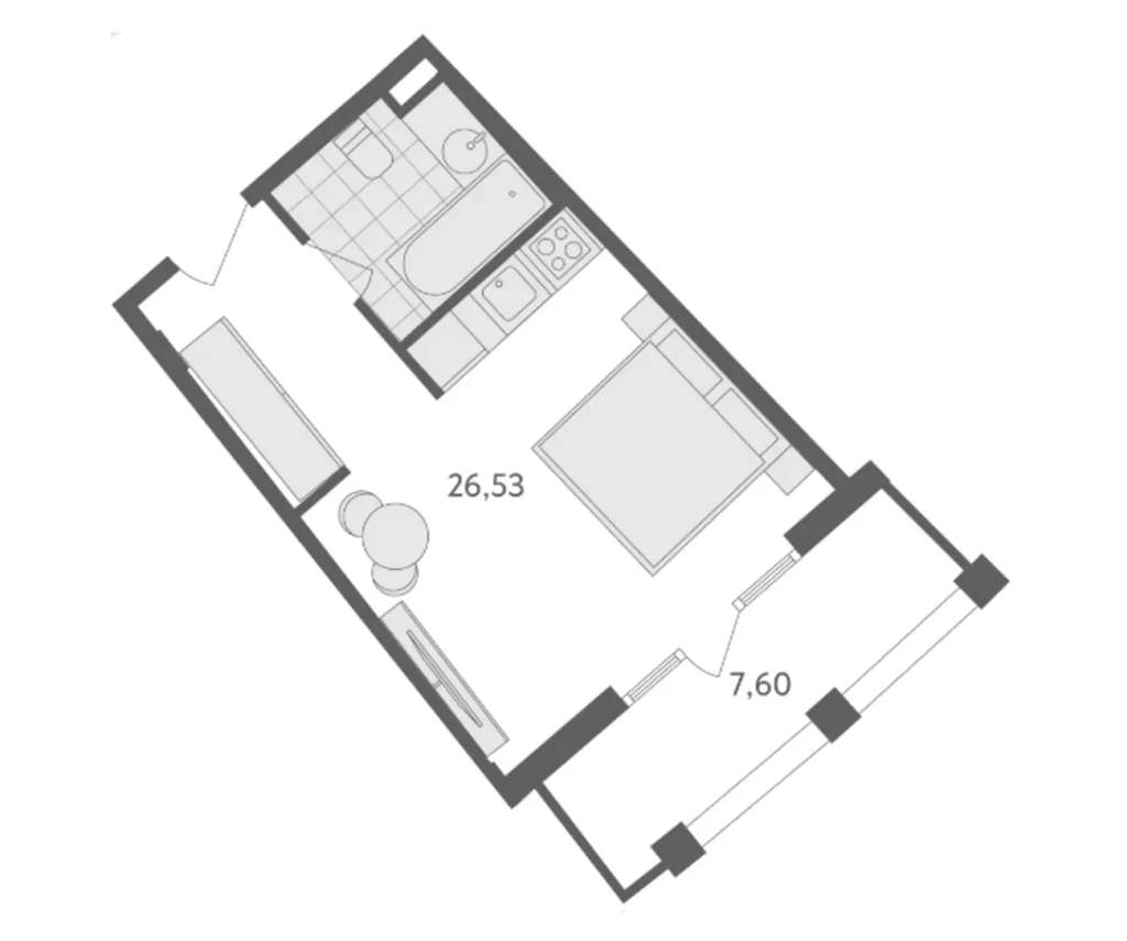 Studio moderne avec balcon 34.10 m² à
