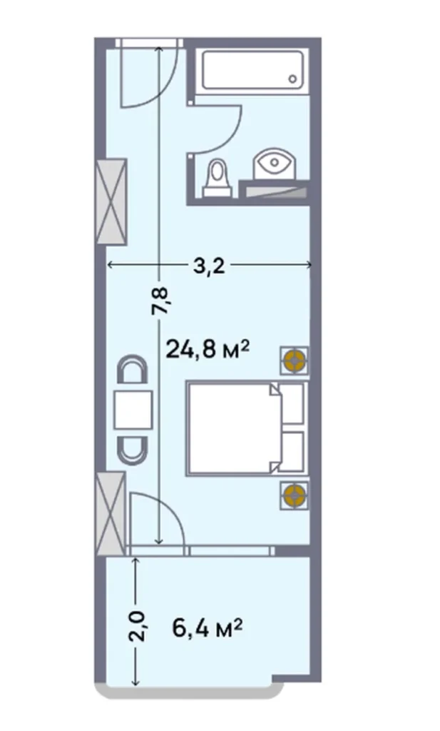 Economical studio 31.20 m² in