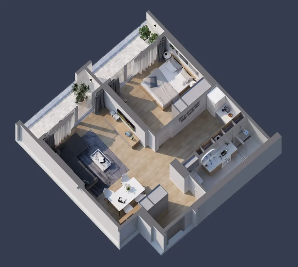 Moderní byt s 1 ložnicí 65,20 m² v