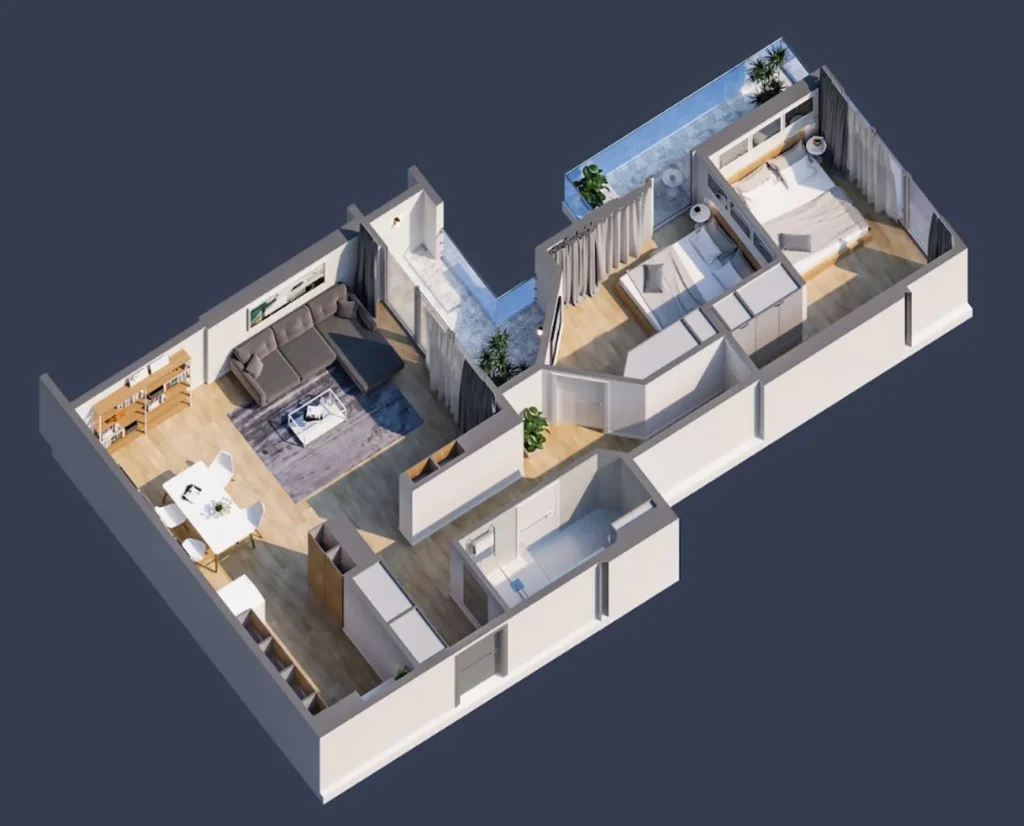 Moderní byt s 1 ložnicí 65,20 m² v