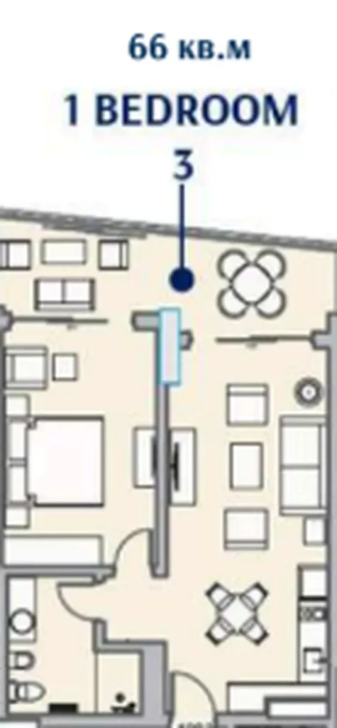 1-Zimmer-Wohnung mit einem einzigartigen Layout von 71,99 qm in