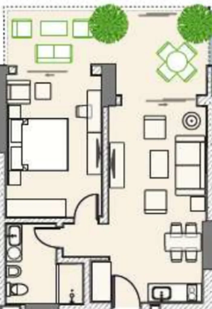 Просторная 1-комнатная квартира 65.40 м² в