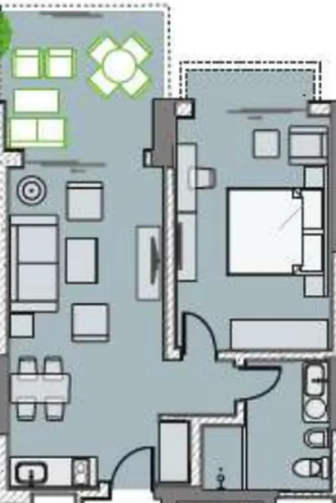 Светлая 1-комнатная квартира 66.00 м² в