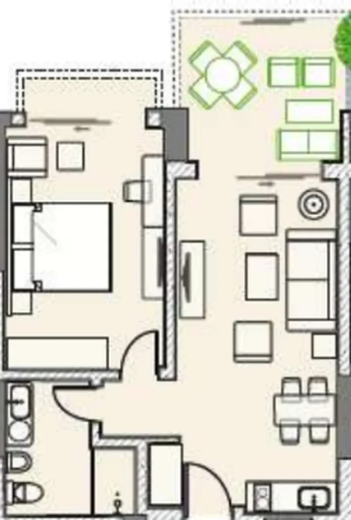 Pohodlná ložnice s jednou ložnicí o rozloze 65,40 m² v