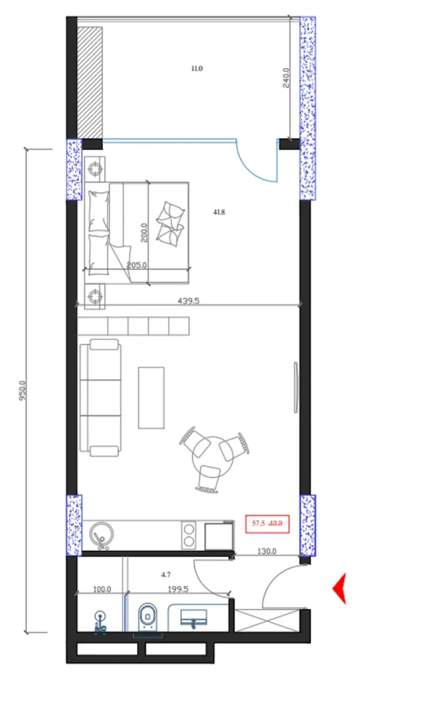 Modernes Studio 57,50 m² in