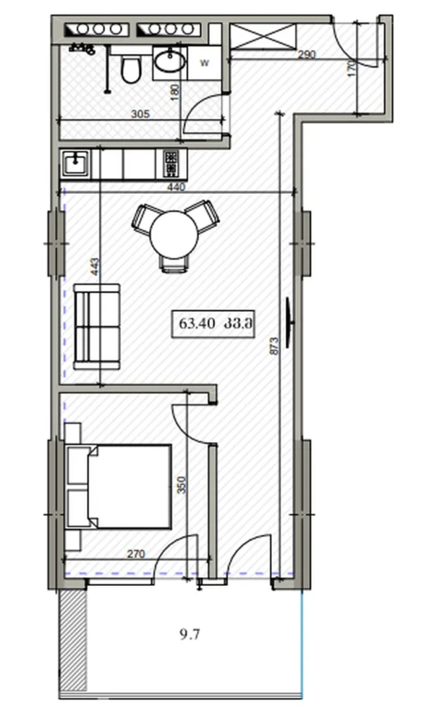Helles Ein-Schlafzimmer am Strand 63,40 m² in