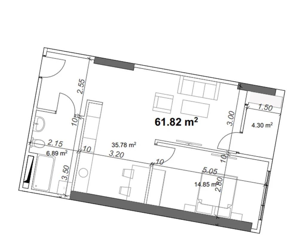 Moderne Wohnung mit Panoramablick 61,82 m² in