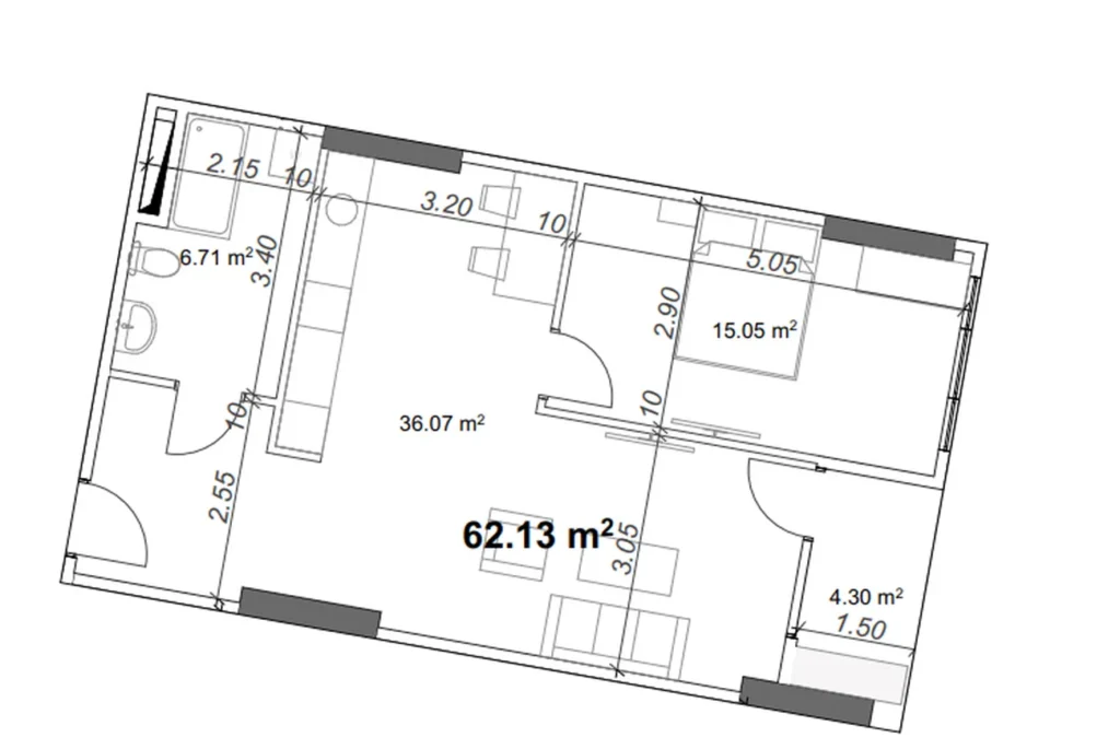 Elegante 1-Zimmer-Wohnung von 62,13 qm in