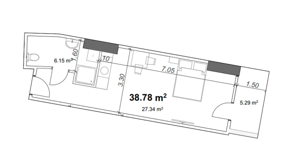 Studio confortable de 38,78 m² à