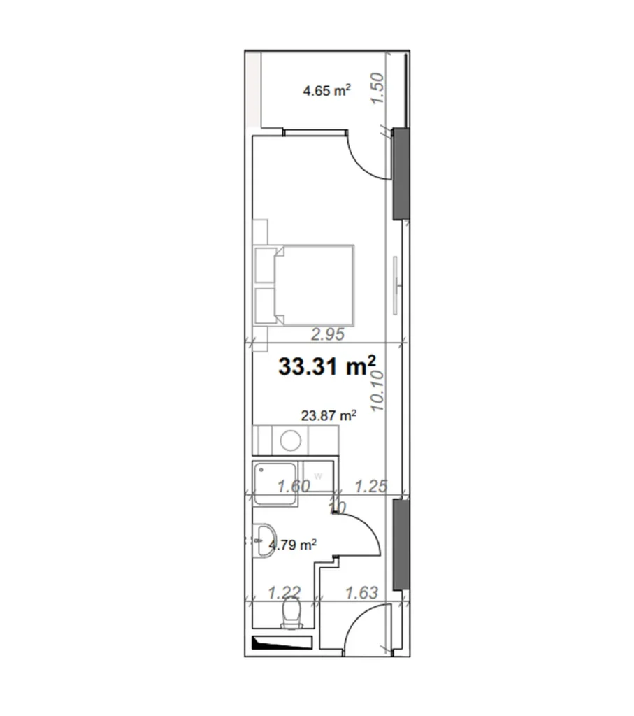Kompaktowe i ergonomiczne studio o powierzchni 33,31 m² w