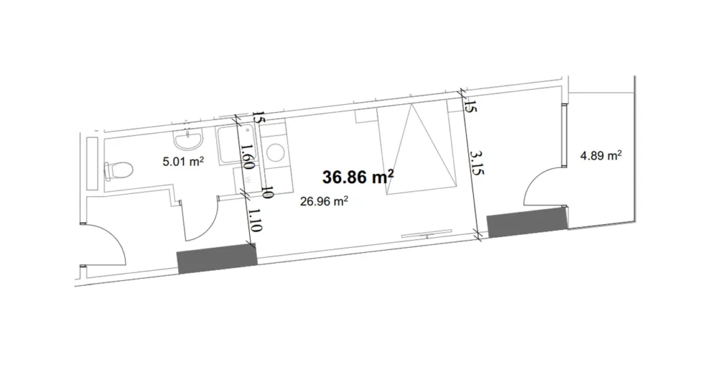 Studio s terasou u moře 36,10 m2 v