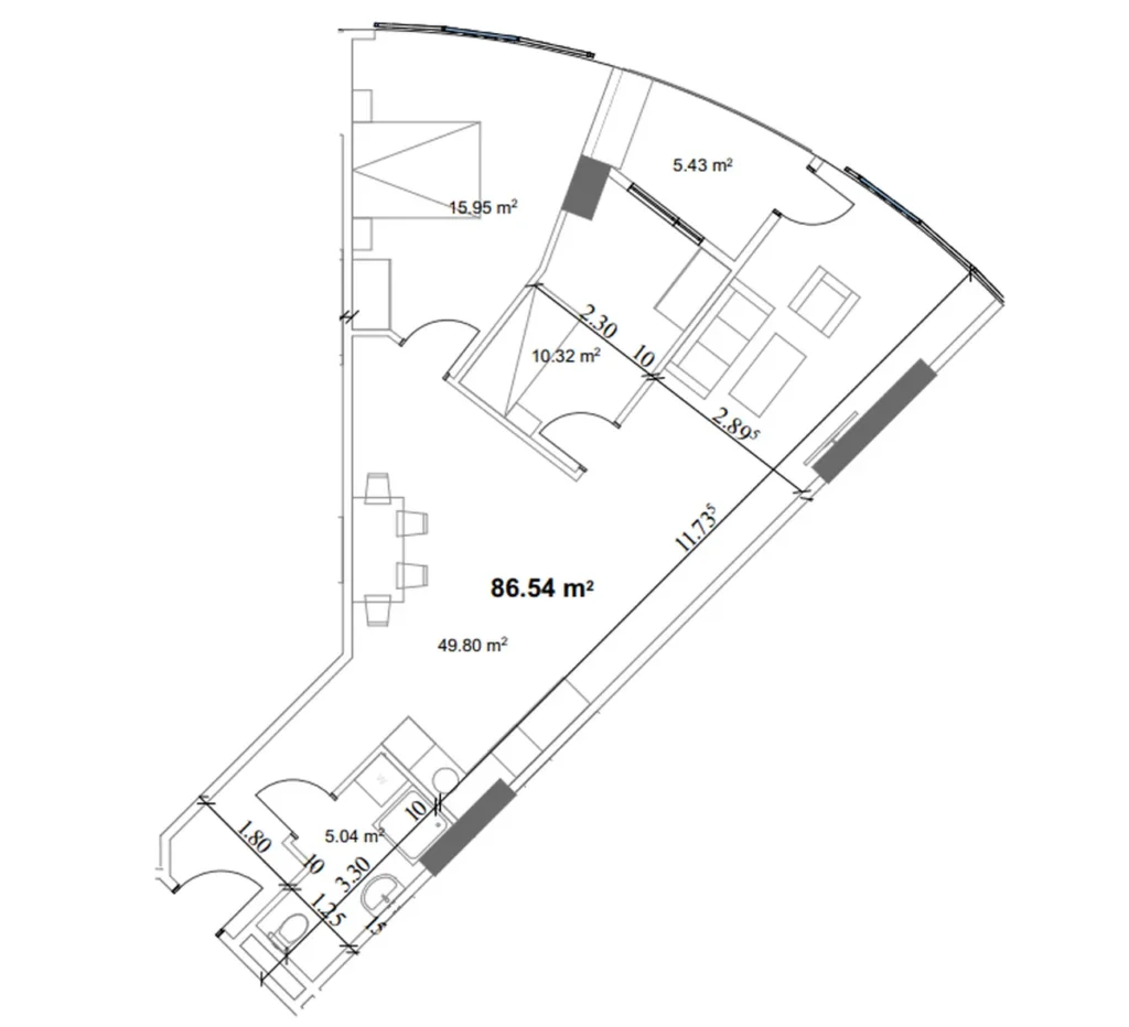 Prostorná dvouložnicová 86,54 m2 v