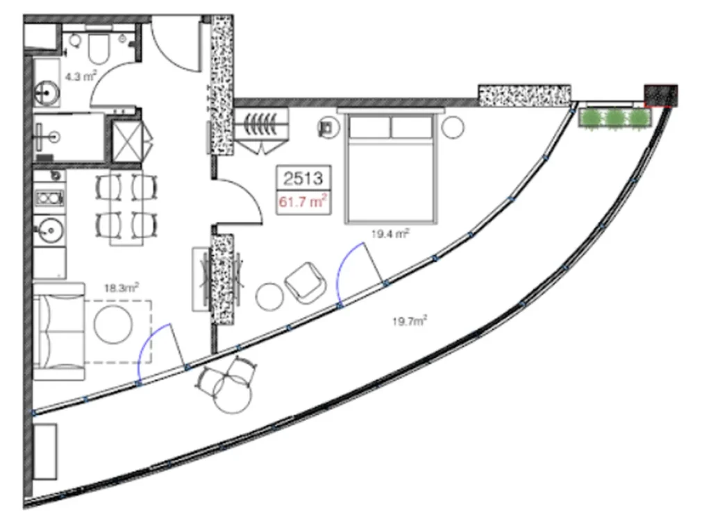 Cosy 1-bedroom flat 61.70 m² in