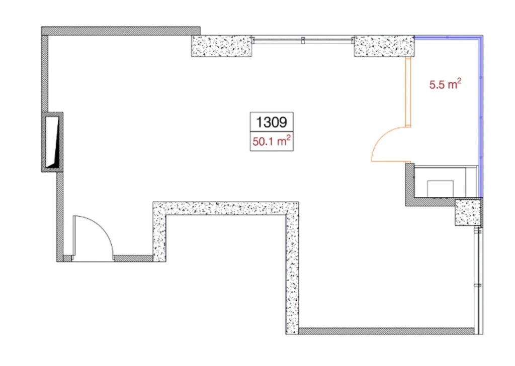 Spacious 1-bedroom flat 50.00 m² in