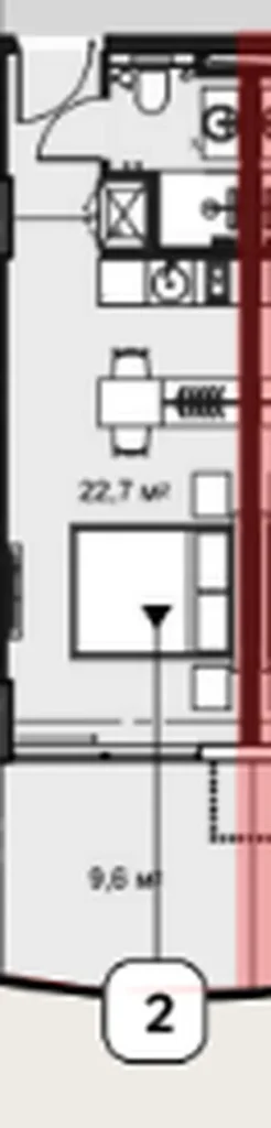 Studio of 35.80 m² in