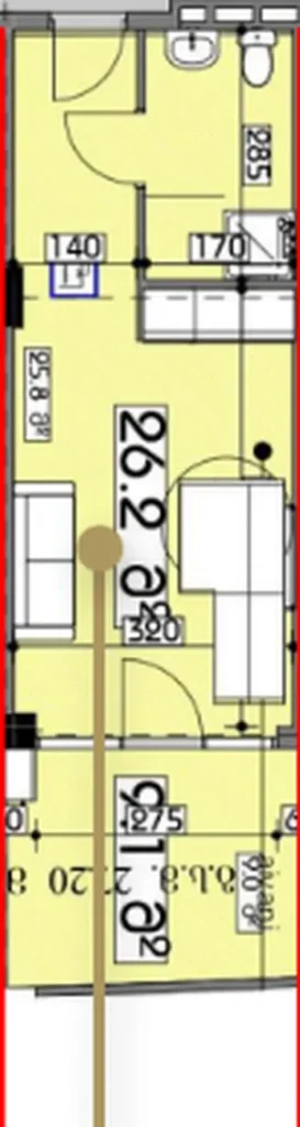 Студия с террасой на горы 34.80 м² в