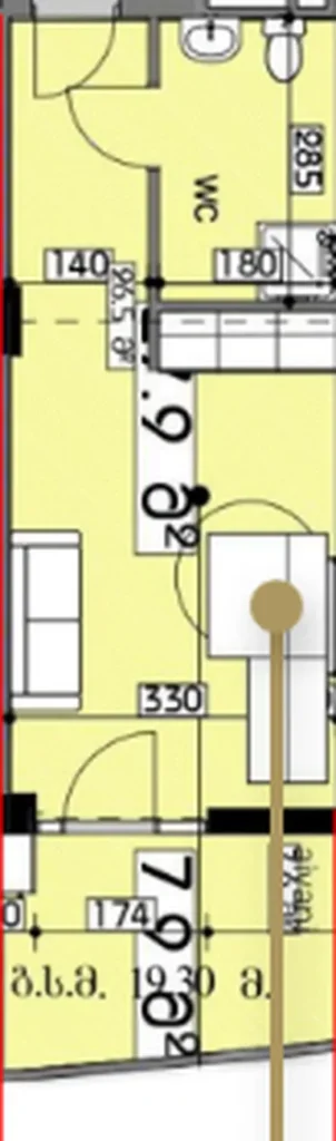 Просторная студия с горной панорамой 34.10 м² в