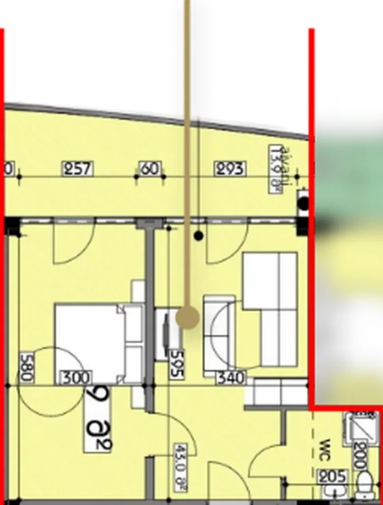 Элегантный 1-комнатный пентхаус 56.90 м² в