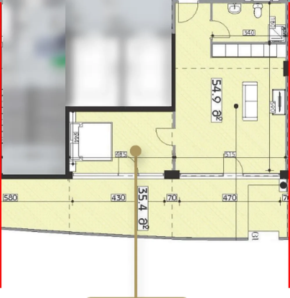 Exkluzivní penthouse s 1 ložnicí o rozloze 90,30 m² v